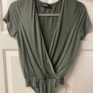 Lulu’s Green Surplice Bodysuit